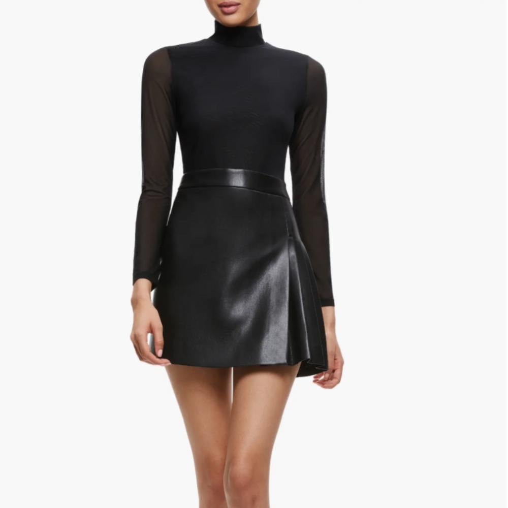 NWT $395 Alice + Olivia Chara Long Sleeve Mixed Media Minidress in size 2!